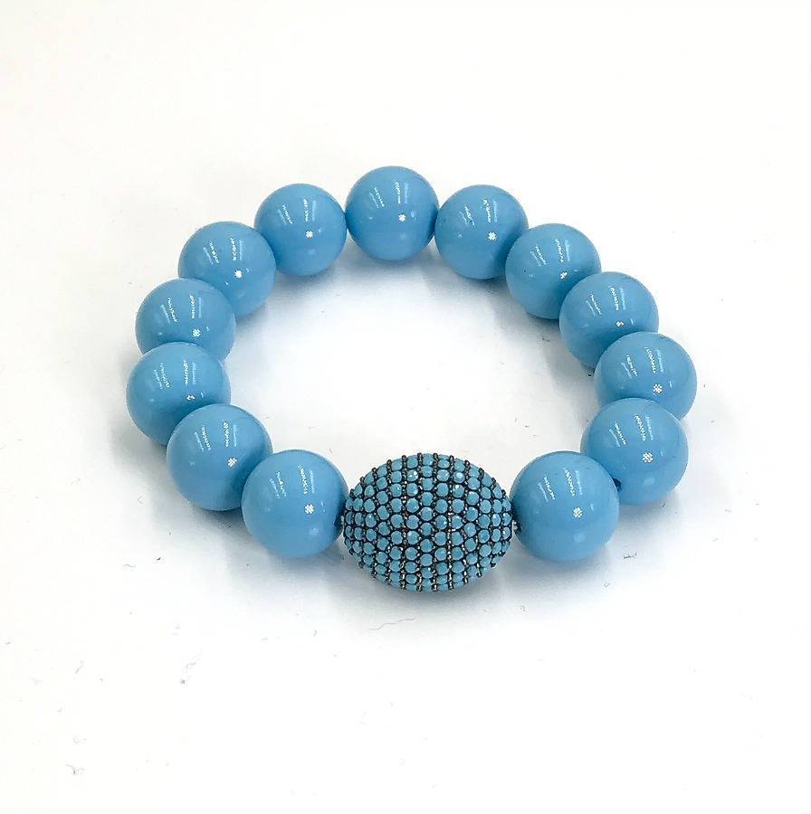 Turquoise Pave Bead Layering Bracelet - doolittlejewelry