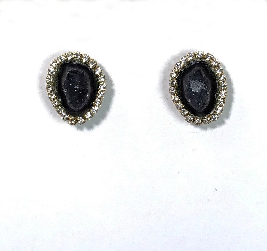 Black Tabasco Geode Slice Stud Earrings - doolittlejewelry