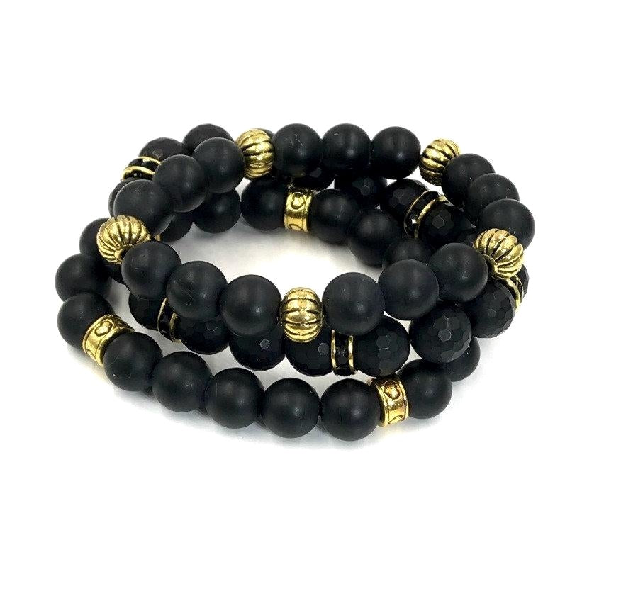 Stack Gold Stretch Beaded Layering Bracelets - doolittlejewelry