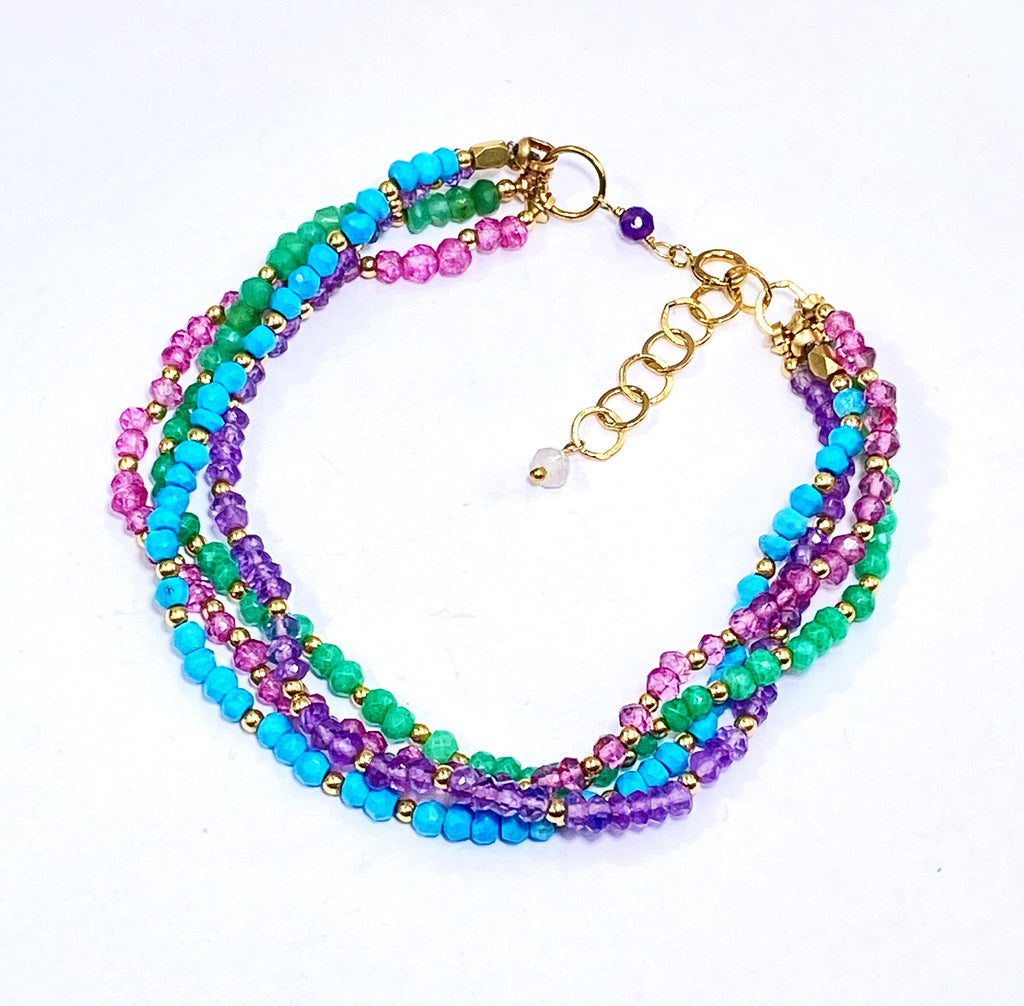 Multi-strand Gemstone Dainty and Gemstone Beaded Bracelet - doolittlejewelry