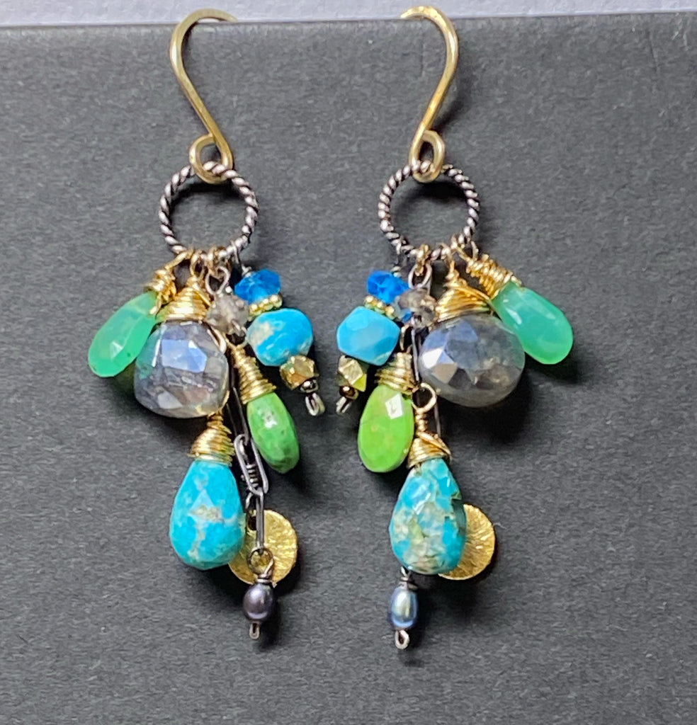 Turquoise Mixed Metal Dangle Earrings