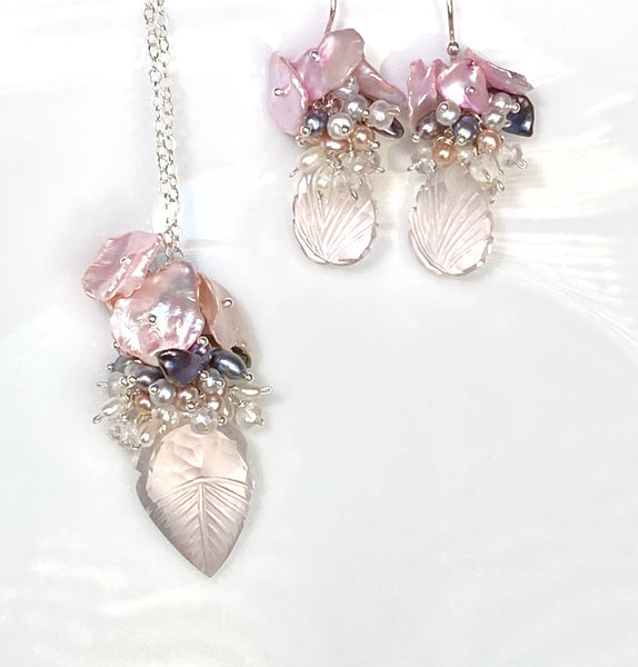 Delilah Spinner Necklace - Rose Quartz