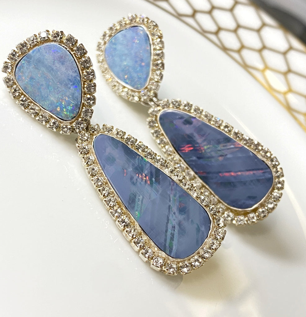 Australian Opal Lightning Ridge Wedding Earring - Doolittle
