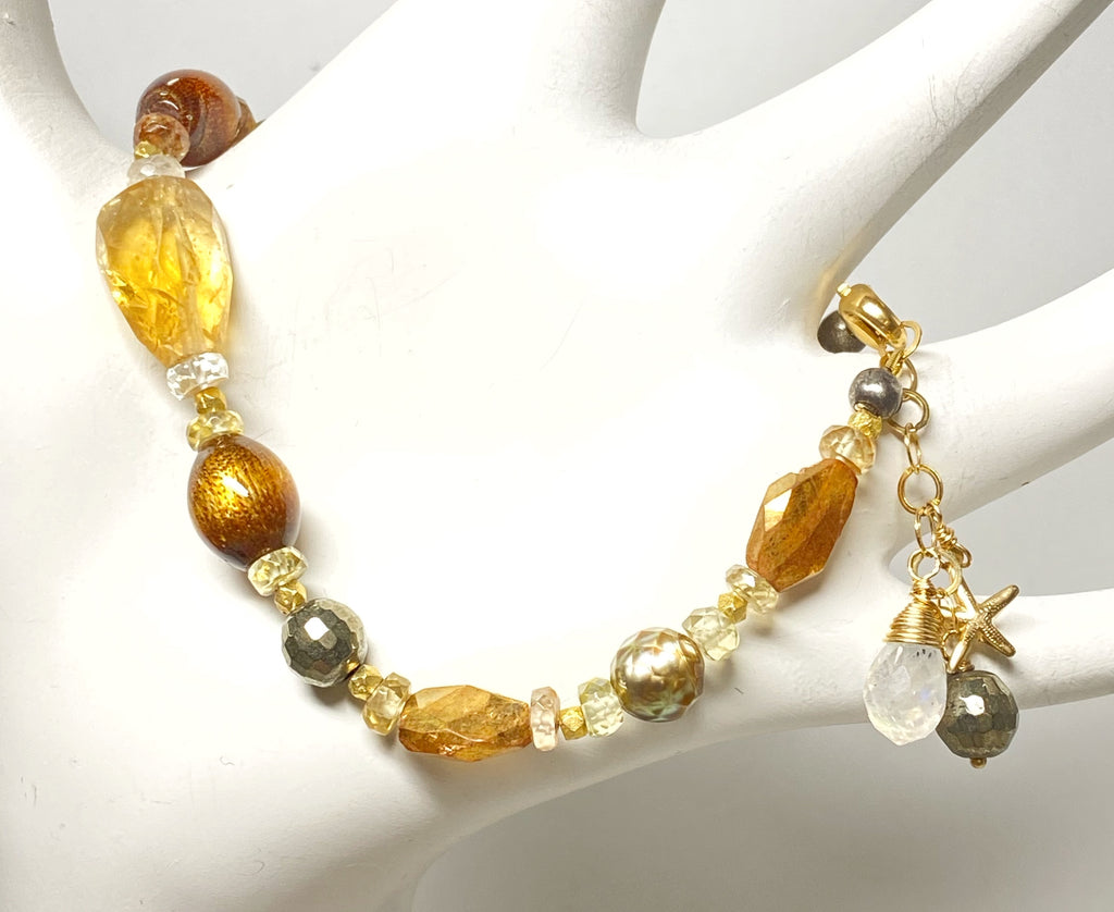 Citrine and Gold Gemstone Clasp Bracelet