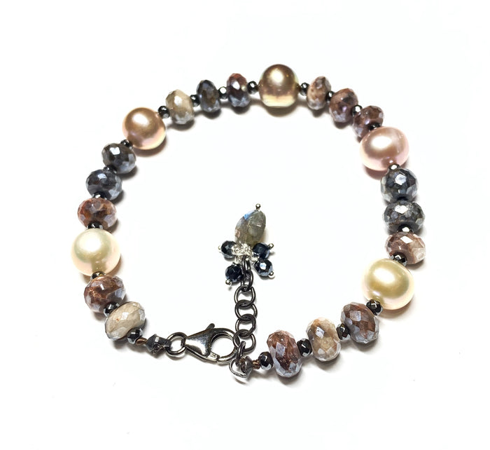 Pearl and Mystic Moonstone Bracelet
