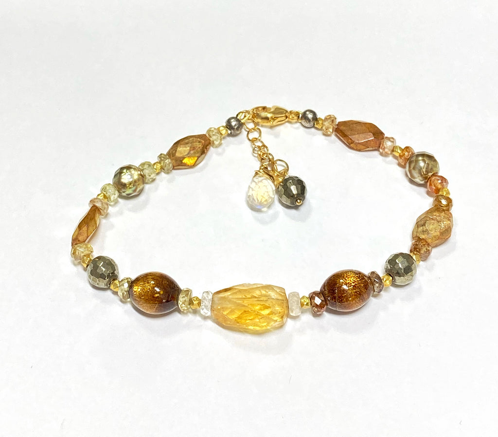 Citrine and Gold Gemstone Clasp Bracelet