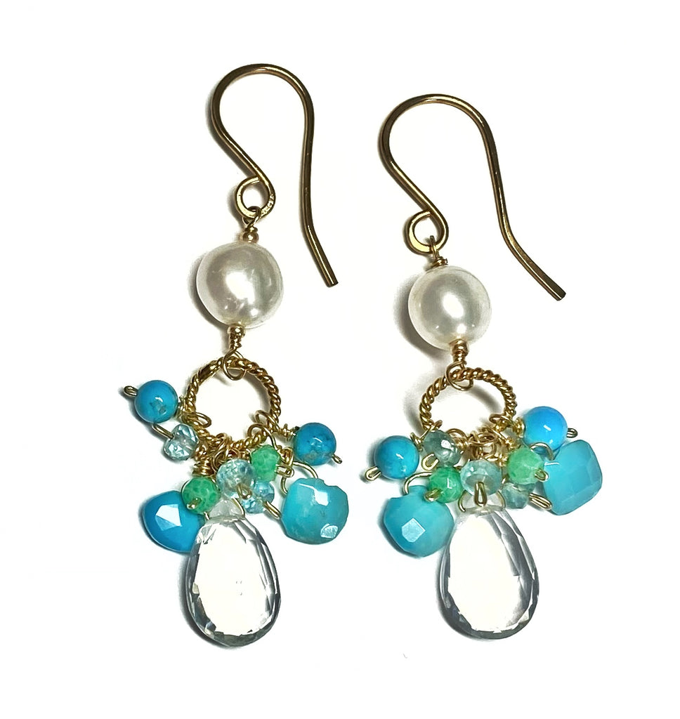 Aqua, Dangle, Turquoise and Gold Filled Earring - Doolittle