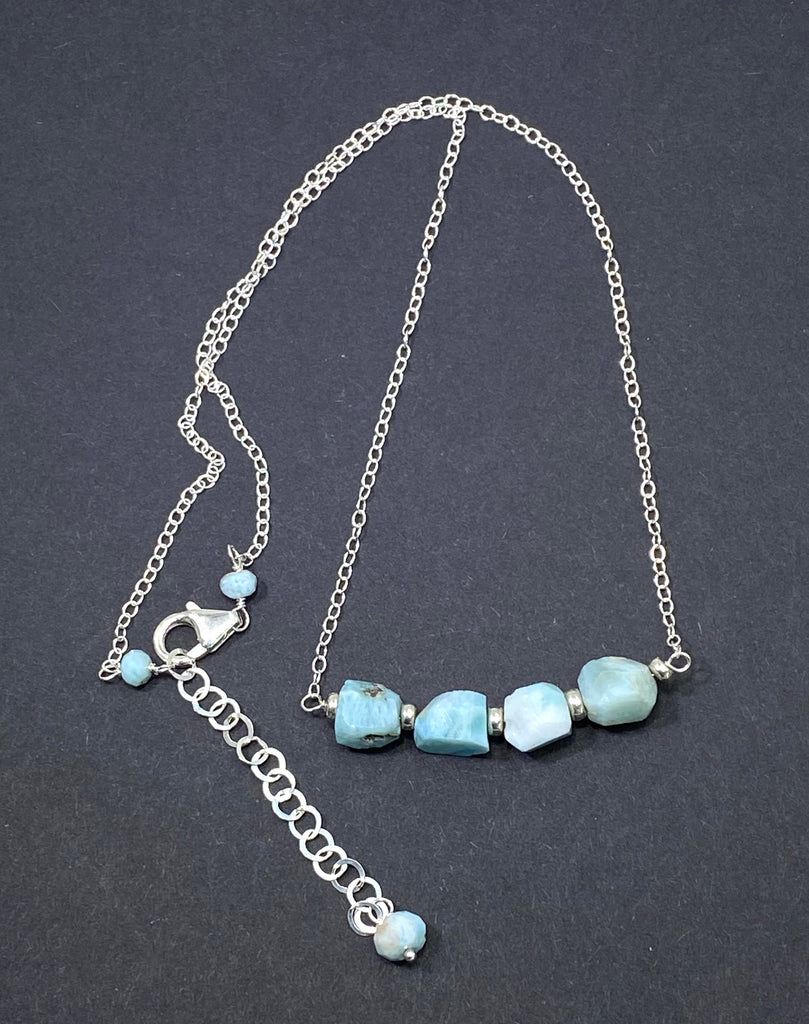 Larimar Raw Gemstone Nugget Bar Necklace - doolittlejewelry