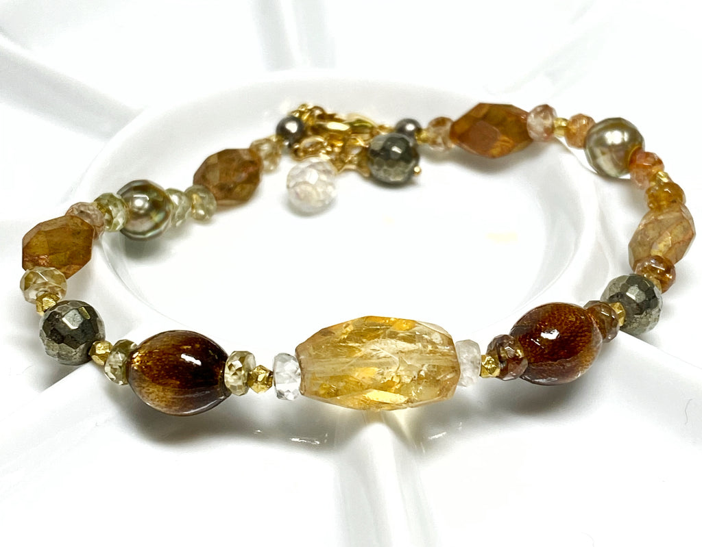 Citrine and Gold Gemstone Clasp Bracelet