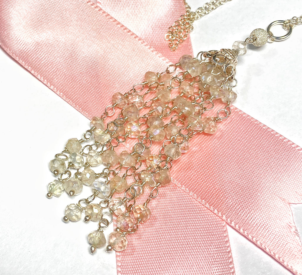 White Tassel and Sterling Silver Wedding Necklace - Doolittle