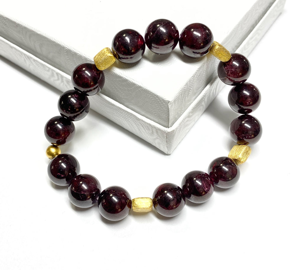 Garnet Stack and Burgundy Stretch Layering Bracelet - doolittlejewelry