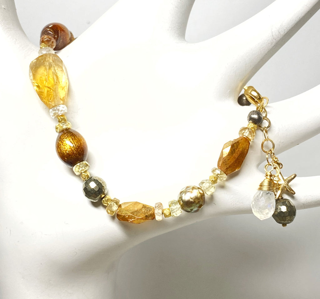 Citrine and Gold Gemstone Clasp Bracelet