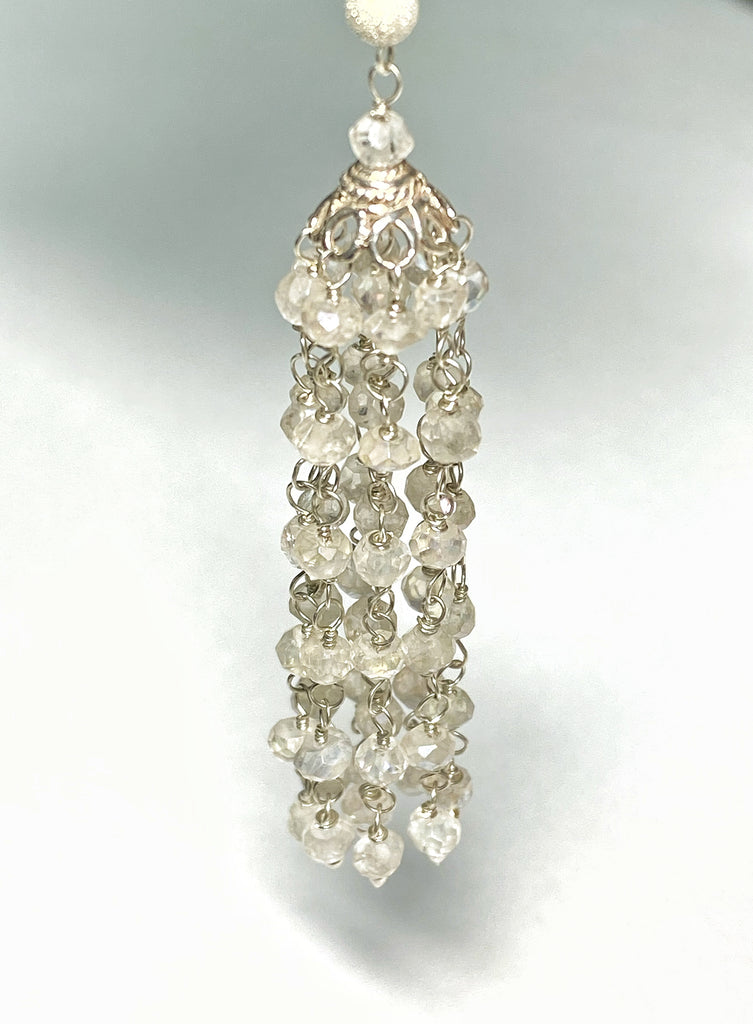 White Tassel and Sterling Silver Wedding Necklace - Doolittle