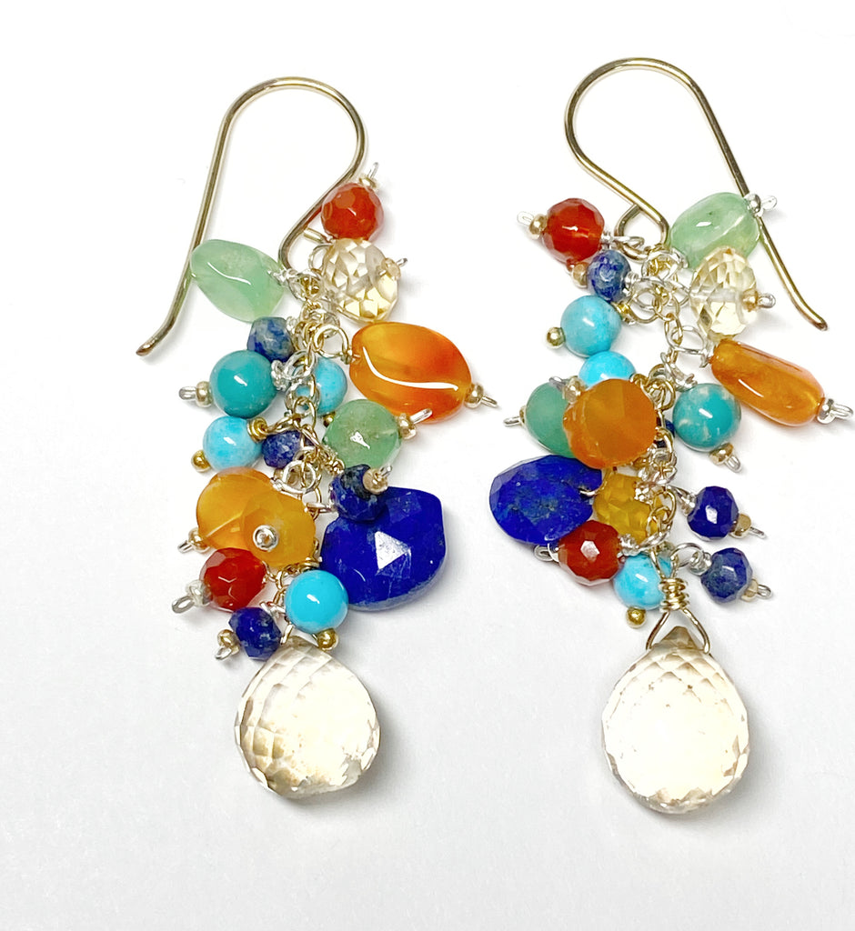 Colorful Gem Dangle Earrings