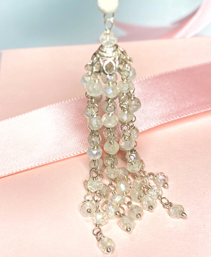 White Tassel and Sterling Silver Wedding Necklace - Doolittle