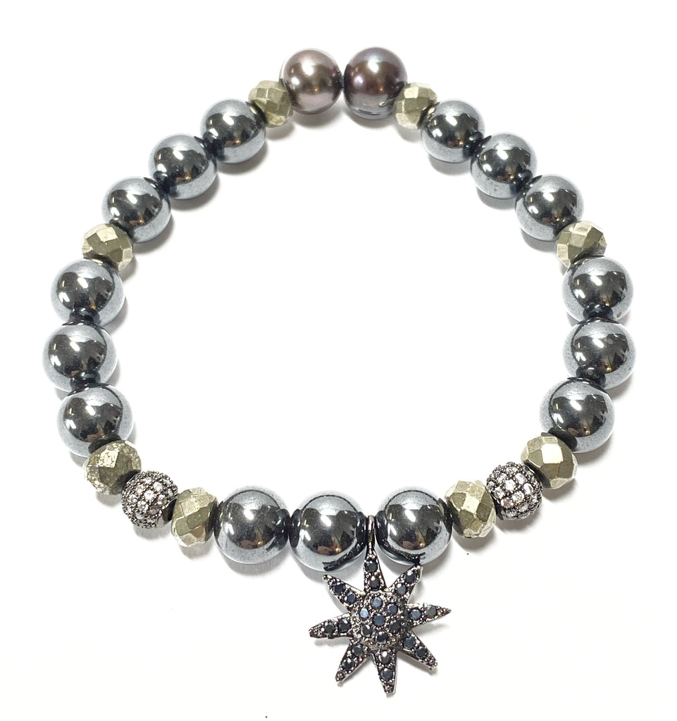 Ivory Peacock Pearl Stretch Layering Bracelets