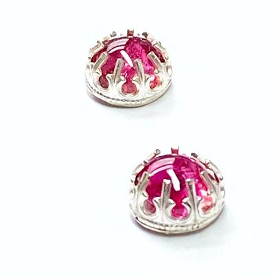 pink tourmaline gemstone handmade stud earrings