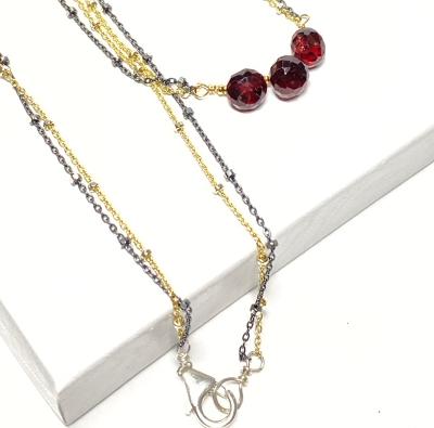 Garnet Necklace Dainty Red Garnet Choker Bar Necklace