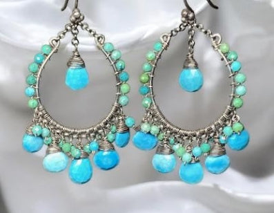 Arizona Turquoise Oxidized Sterling Silver Hoop Earrings