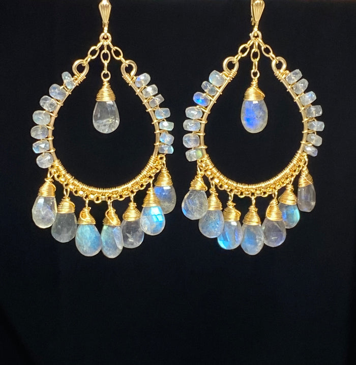 Labradorite Gold Chandelier Hoop Earrings - Doolittle
