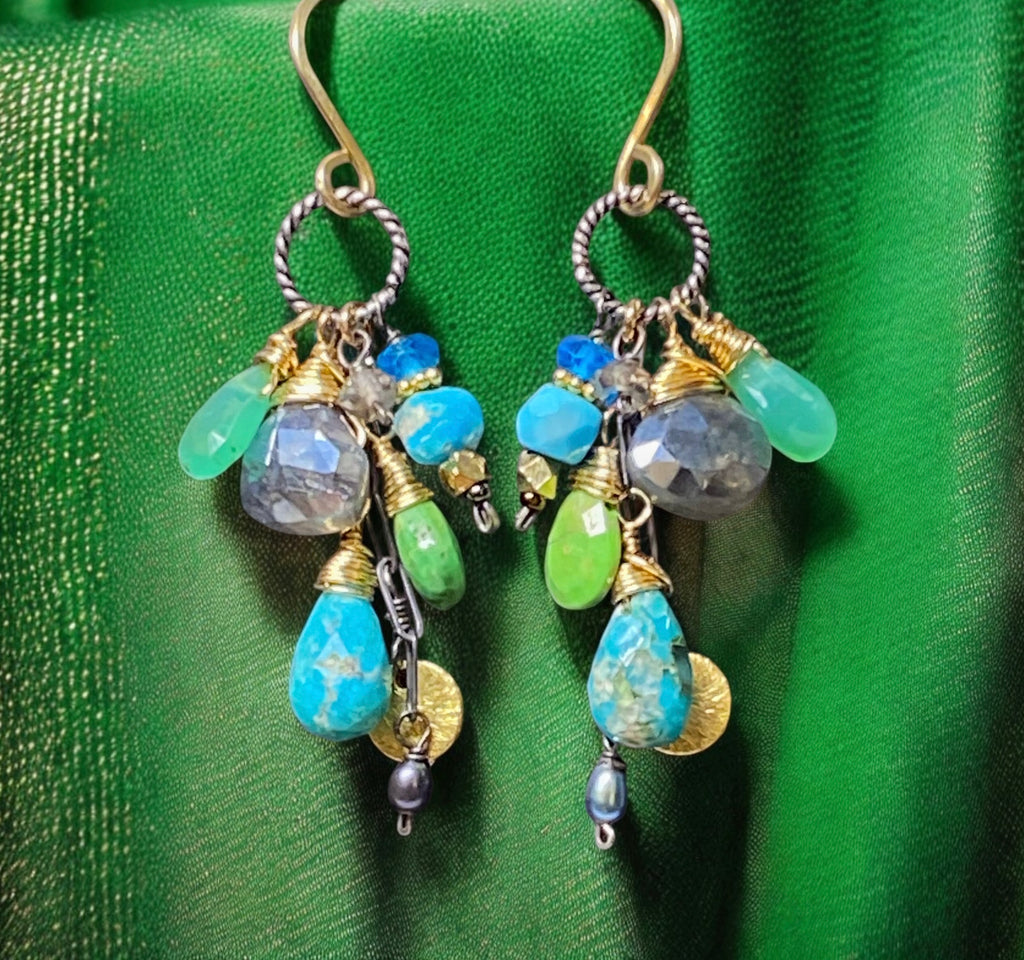 Turquoise Mixed Metal Dangle Earrings