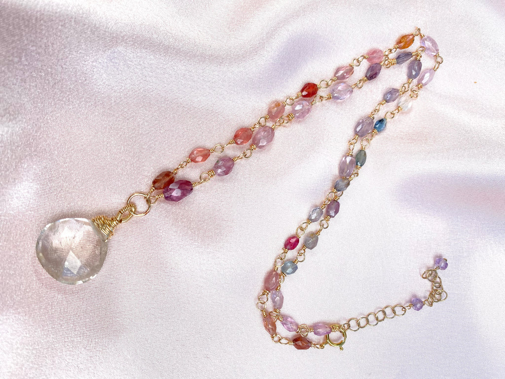 Pastel Spinel & Rutilated Quartz Heart Necklace in 14k Gold Fill - Doolittle