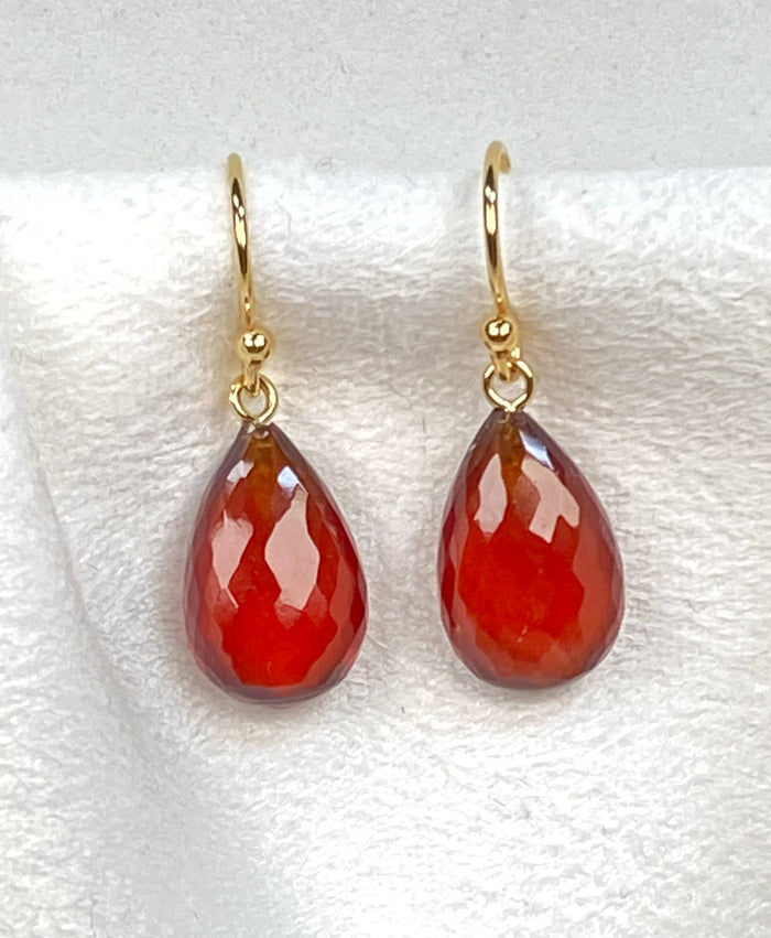 AAA Spessartine Garnet Faceted Pear Briolette Dangle Earrings 14k Gold Fill - Doolittle