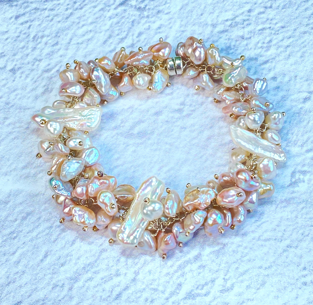 Sterling Silver and Keishi Pearl Wedding Bracelet