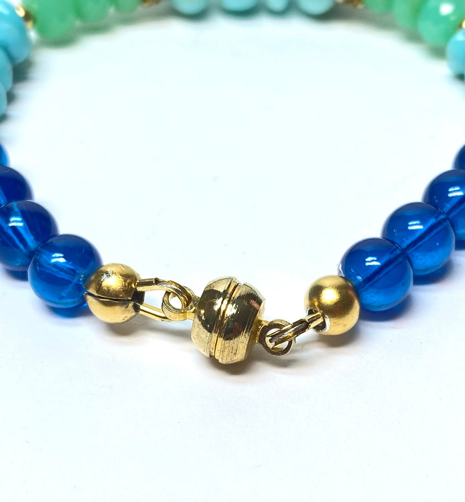 Turquoise Gemstone Bracelet, Chrysoprase Blue Opal Magnetic Clasp Bracelet - Doolittle