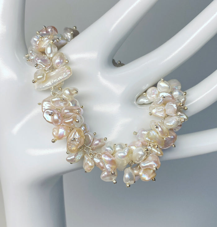 Sterling Silver and Keishi Pearl Wedding Bracelet
