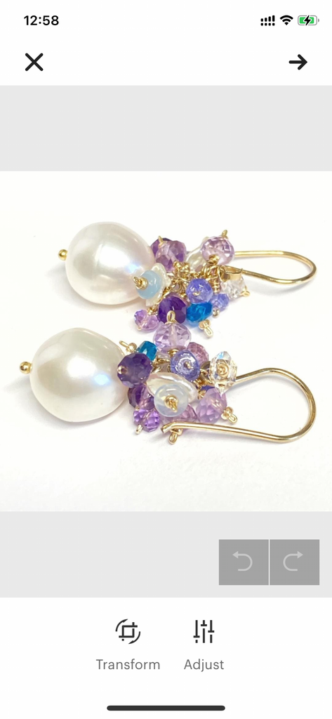 Gemstone Cluster Pearl Earrings Amethyst Tanzanite Gold