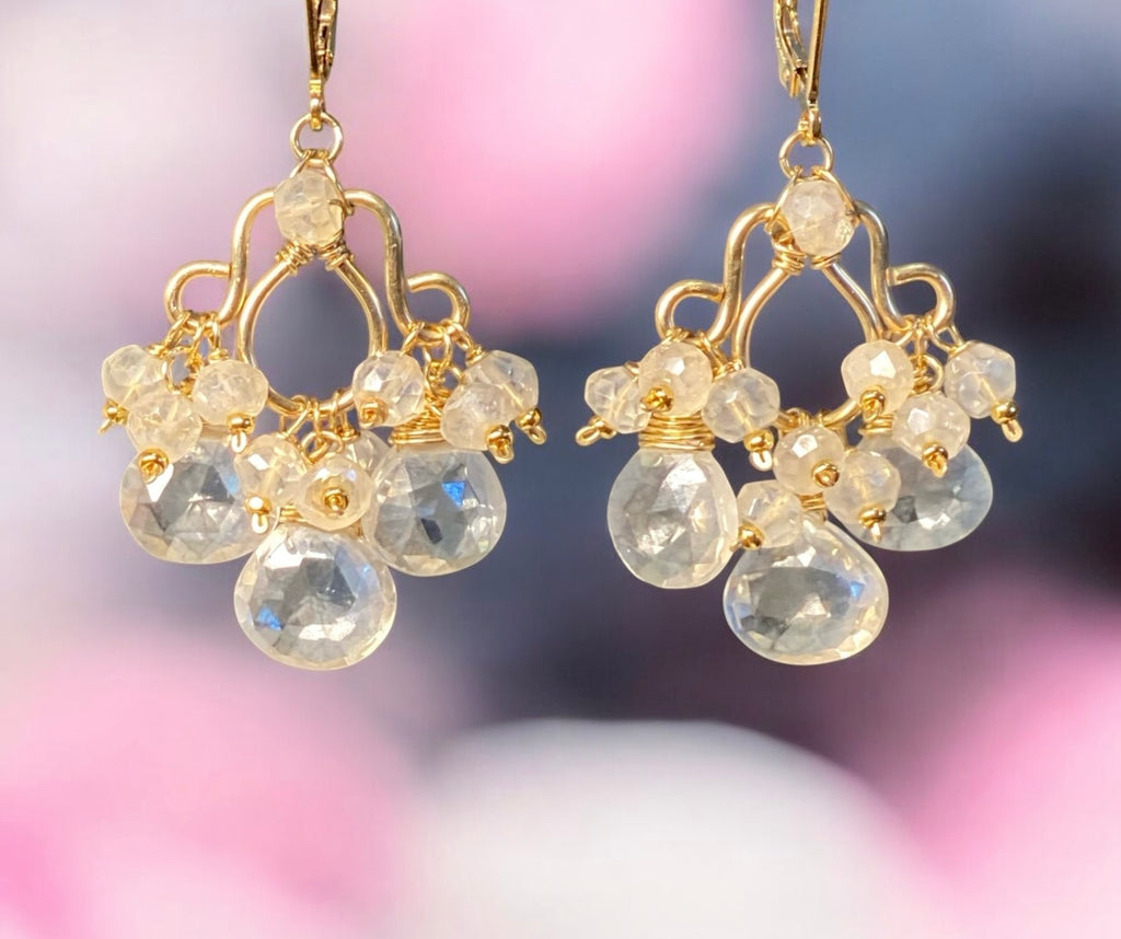 Mystic Crystal Quartz Chandelier Earrings Gold Fill 2