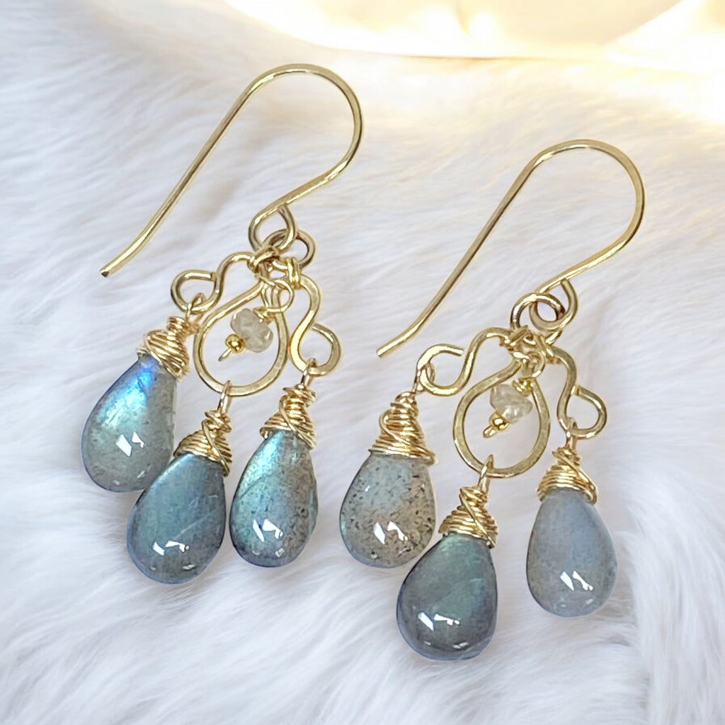 Labradorite 14 kt Gold Fill Chandelier Earrings