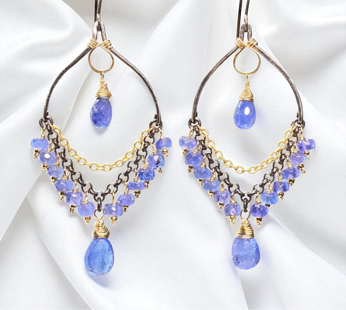 Tanzanite Mixed Metal Chandelier Earrings