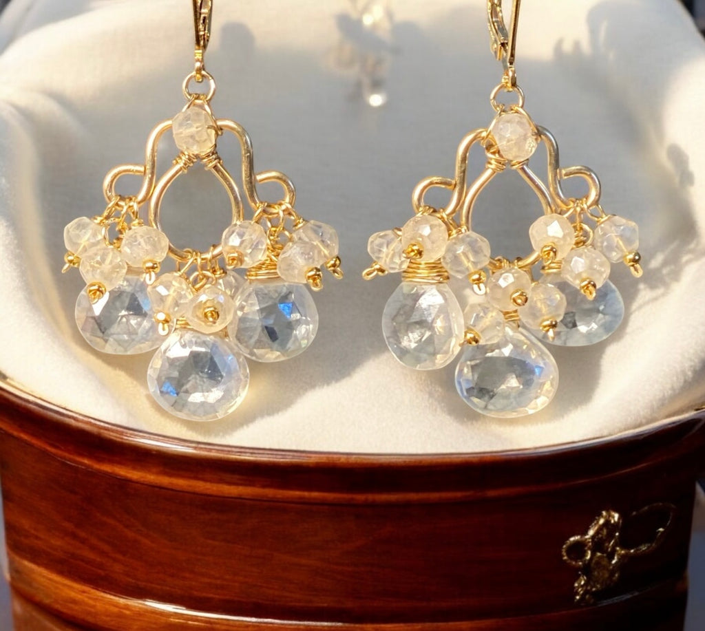 Mystic Crystal Quartz Chandelier Earrings Gold Fill 2