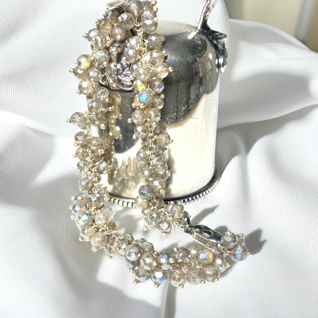 Mystic Labradorite Wire Wrapped Cluster Bracelet