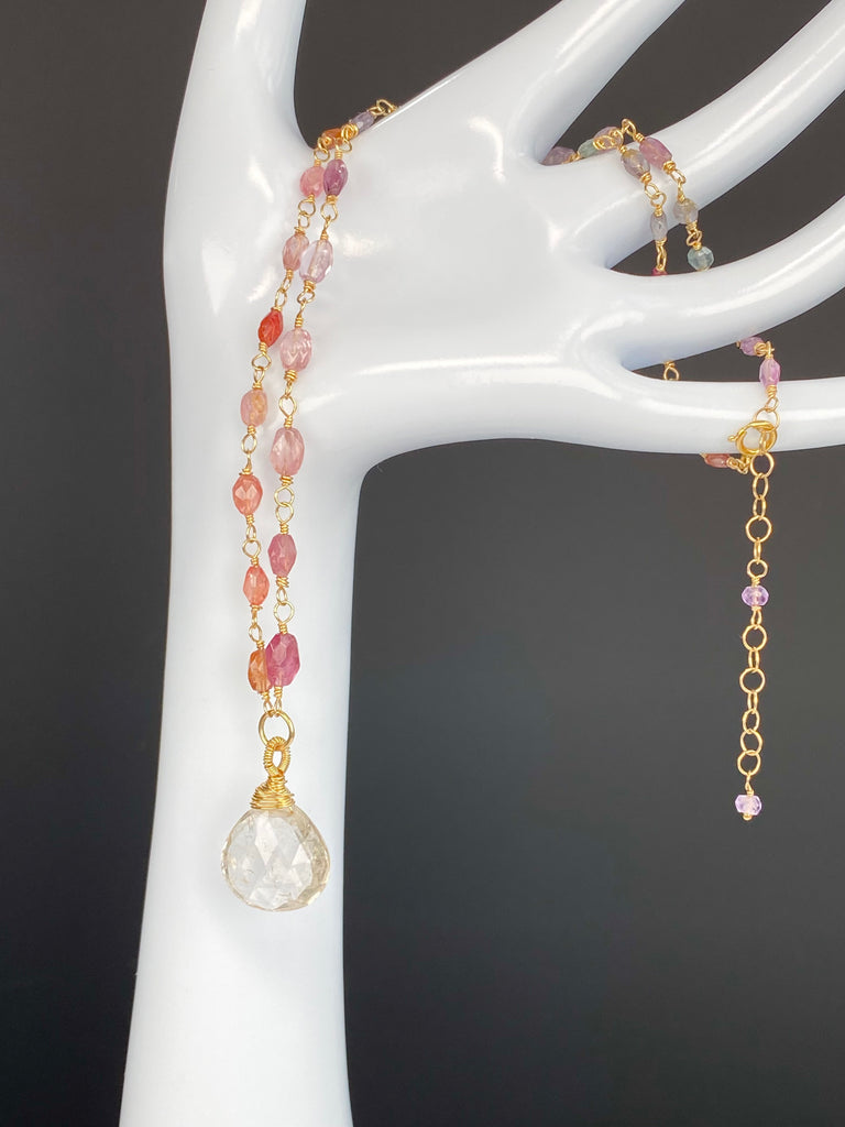 Pastel Spinel & Rutilated Quartz Heart Necklace in 14k Gold Fill - Doolittle