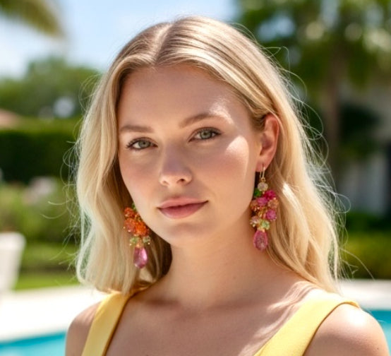 Padparadscha Sapphire Dangle Earrings, Pink Mystic Topaz, Gold Fill - Doolittle