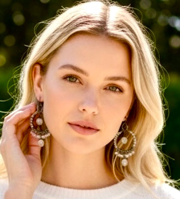 Rainbow Moonstone Oxidized Sterling Silver Hoop Earrings - Doolittle