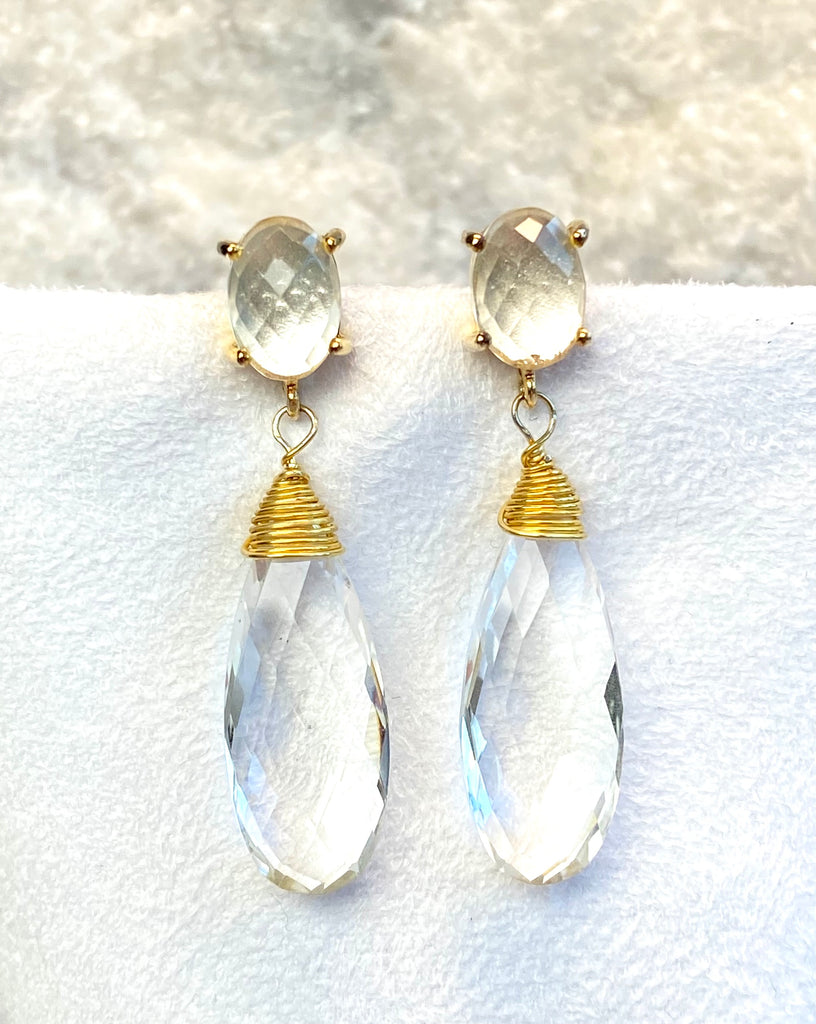 Clear Crystal Quartz Drop Earrings