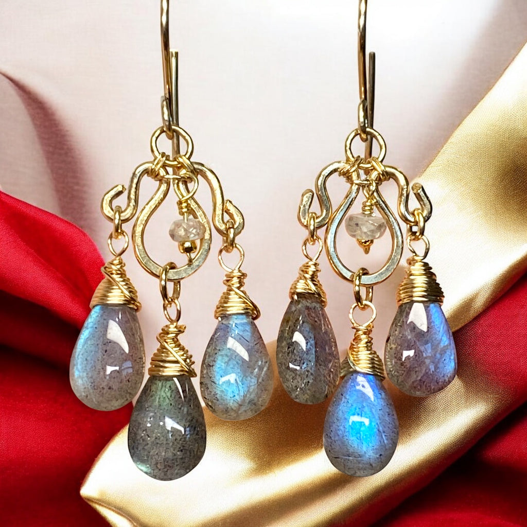 Labradorite 14 kt Gold Fill Chandelier Earrings