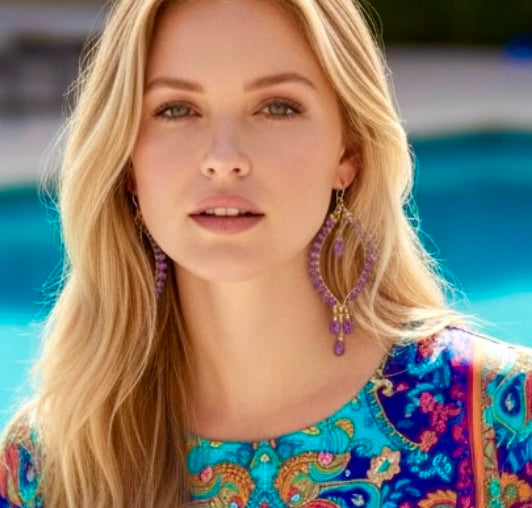 Tanzanite Hoop Chandelier Earrings Gold Fill - Doolittle