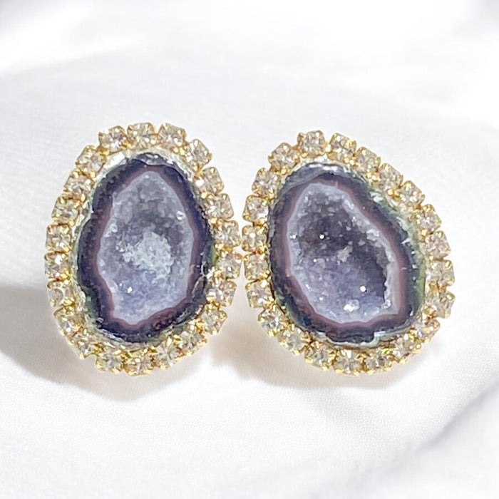 Black Tabasco Geode Slice Stud Earrings