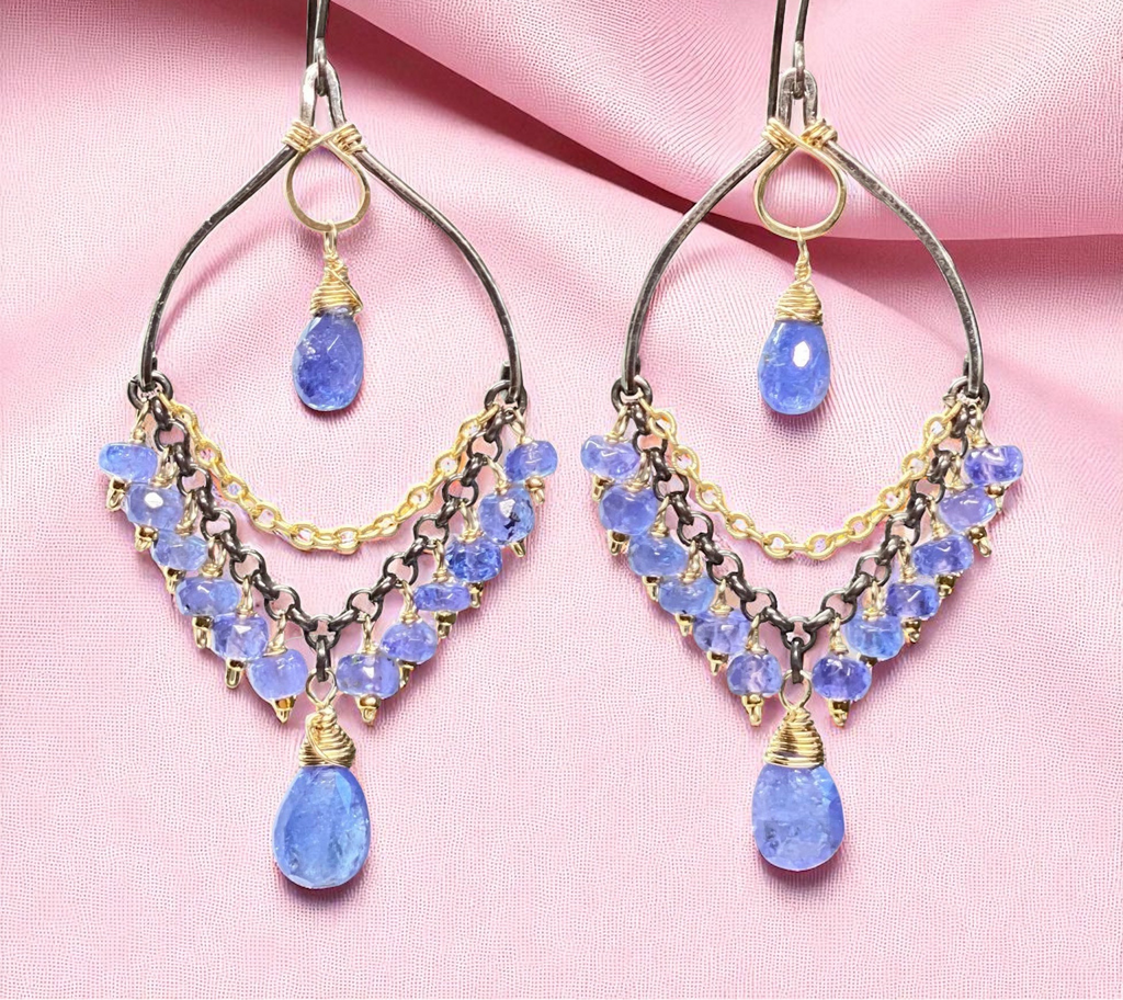 Tanzanite Mixed Metal Chandelier Earrings
