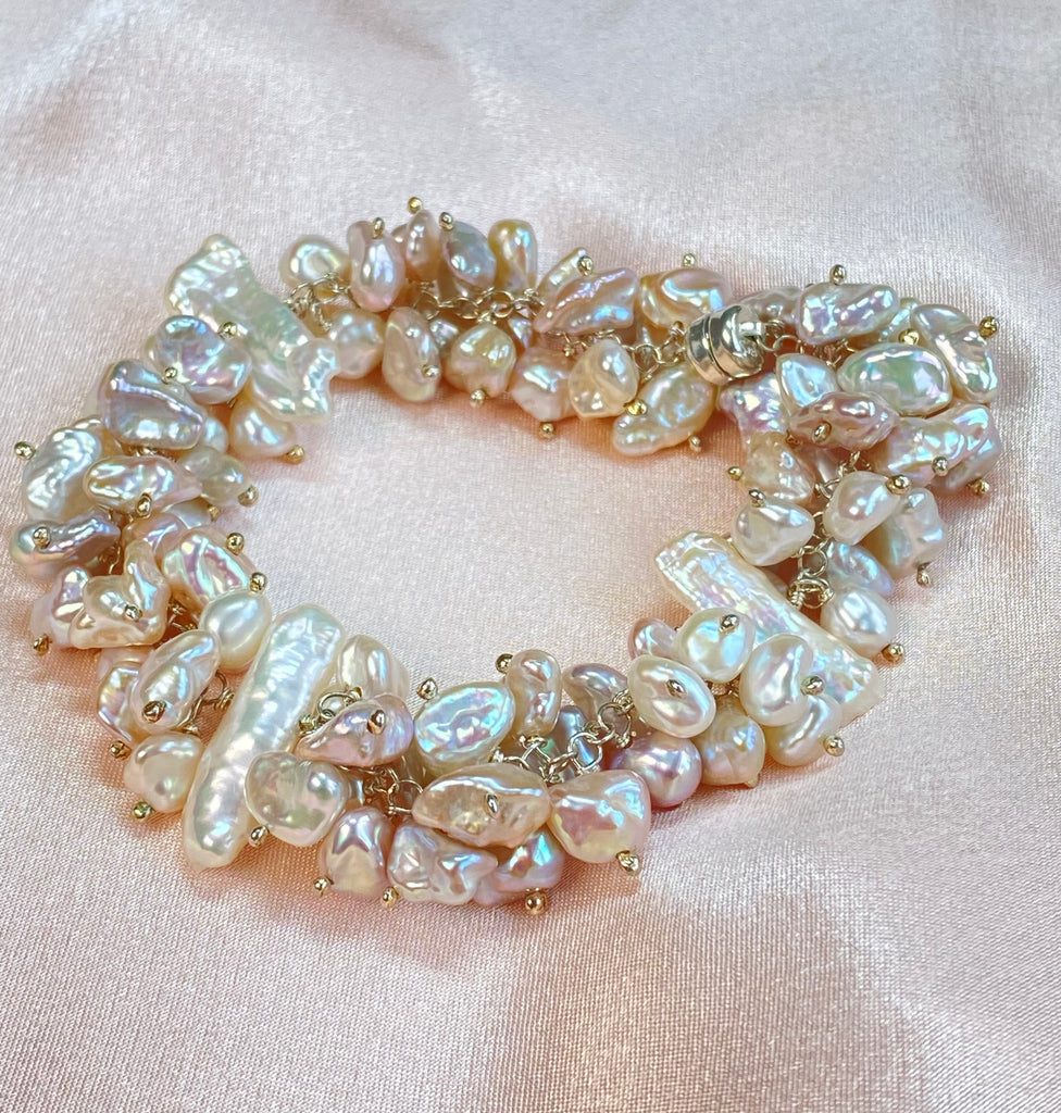 Sterling Silver and Keishi Pearl Wedding Bracelet
