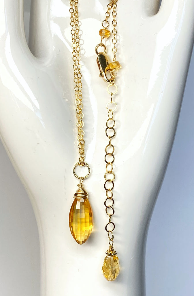 Citrine Gemstone Pendant 14 kt Gold Fill Chain