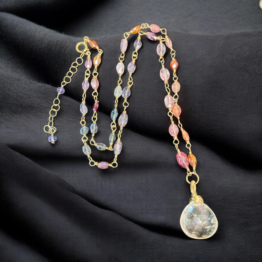Pastel Spinel & Rutilated Quartz Heart Necklace in 14k Gold Fill - Doolittle