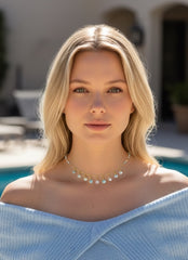 Aquamarine Morganite Dainty Dangle Necklace Gold Fill - Doolittle