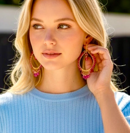 Pink Sapphire Chandelier Hoop Earrings Gold Fill - Doolittle