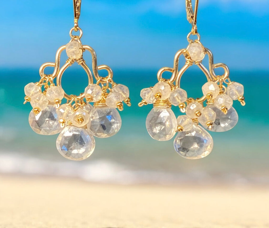 Mystic Crystal Quartz Chandelier Earrings Gold Fill 2